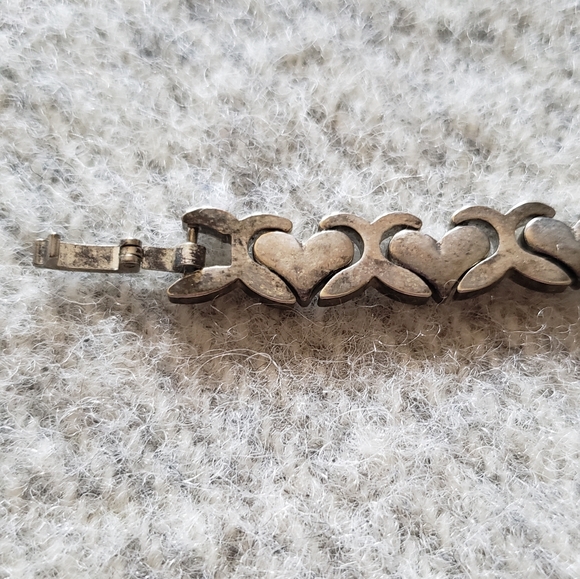 Sterling Silver heart bracelet 925 vintage chunky - Picture 4 of 6